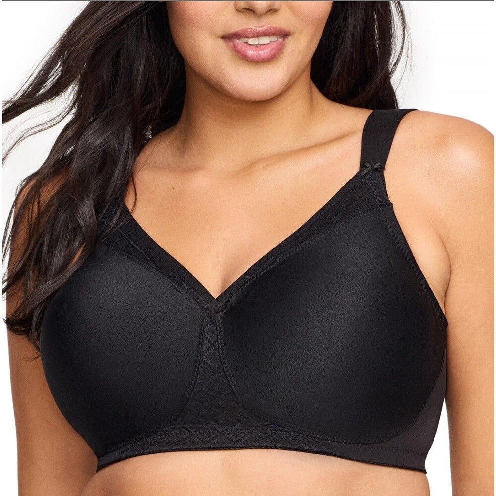 Glamorise MagicLift Seamless T-Shirt Bra Wirefree 1080 Black 36F Full Figure